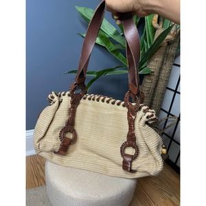 Fossil woven bag and faux leather trim